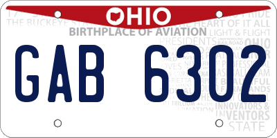 OH license plate GAB6302