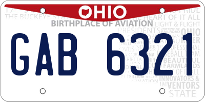 OH license plate GAB6321