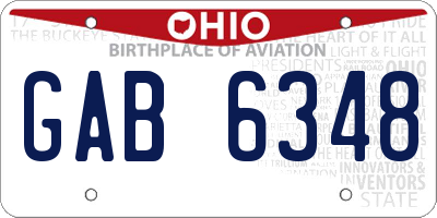 OH license plate GAB6348