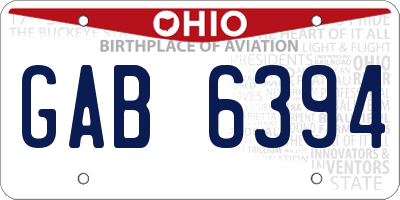 OH license plate GAB6394