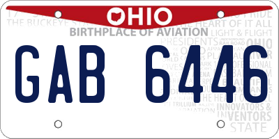OH license plate GAB6446