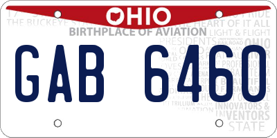 OH license plate GAB6460