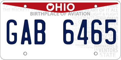 OH license plate GAB6465