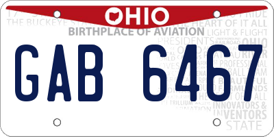 OH license plate GAB6467