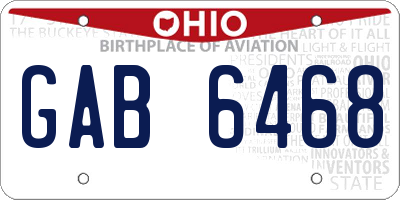 OH license plate GAB6468