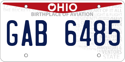 OH license plate GAB6485