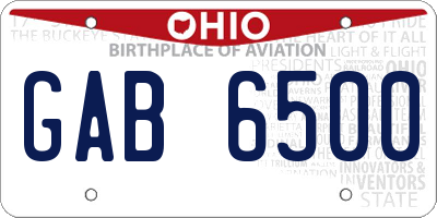 OH license plate GAB6500