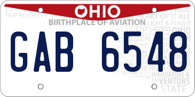 OH license plate GAB6548