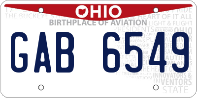 OH license plate GAB6549
