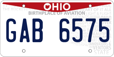 OH license plate GAB6575