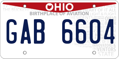 OH license plate GAB6604
