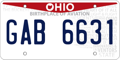 OH license plate GAB6631