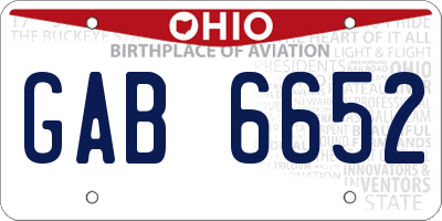 OH license plate GAB6652