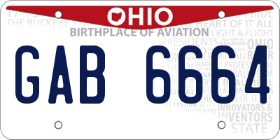 OH license plate GAB6664
