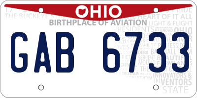 OH license plate GAB6733