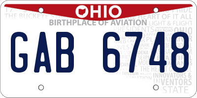 OH license plate GAB6748