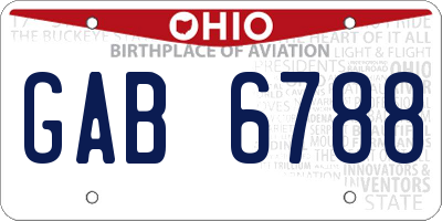 OH license plate GAB6788