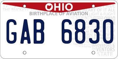 OH license plate GAB6830