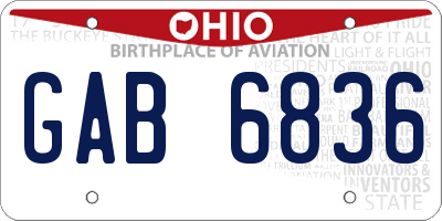 OH license plate GAB6836