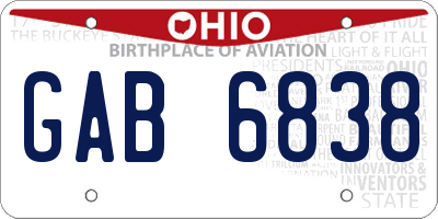 OH license plate GAB6838