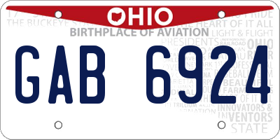 OH license plate GAB6924