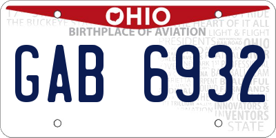 OH license plate GAB6932