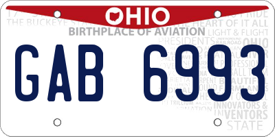 OH license plate GAB6993