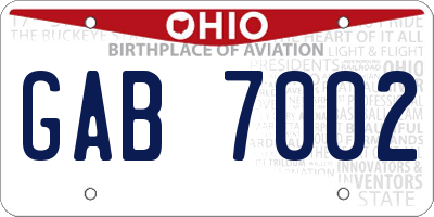 OH license plate GAB7002