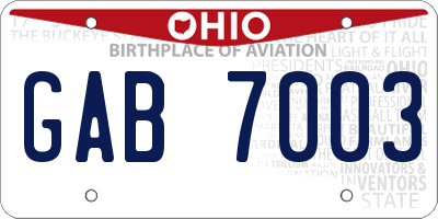 OH license plate GAB7003