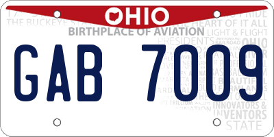 OH license plate GAB7009