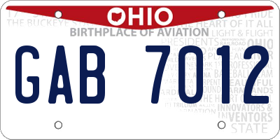 OH license plate GAB7012