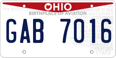 OH license plate GAB7016