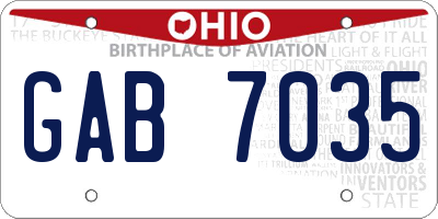 OH license plate GAB7035