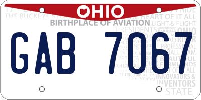 OH license plate GAB7067
