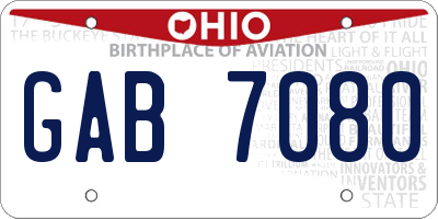 OH license plate GAB7080