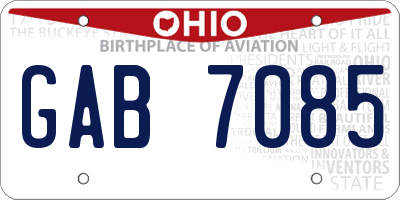 OH license plate GAB7085