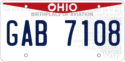 OH license plate GAB7108