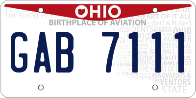 OH license plate GAB7111