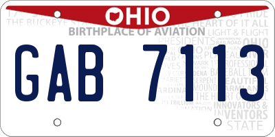 OH license plate GAB7113