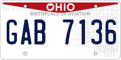 OH license plate GAB7136