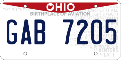 OH license plate GAB7205