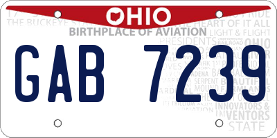 OH license plate GAB7239