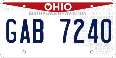 OH license plate GAB7240