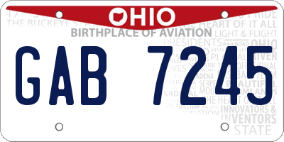 OH license plate GAB7245