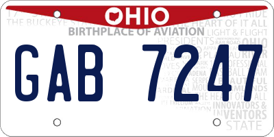 OH license plate GAB7247
