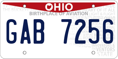 OH license plate GAB7256