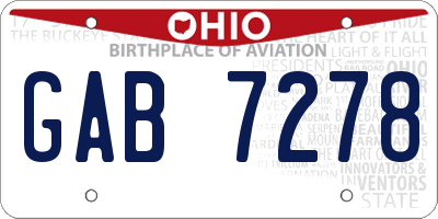 OH license plate GAB7278
