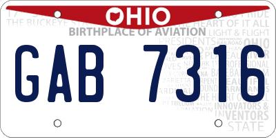OH license plate GAB7316