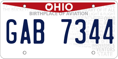 OH license plate GAB7344