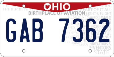 OH license plate GAB7362